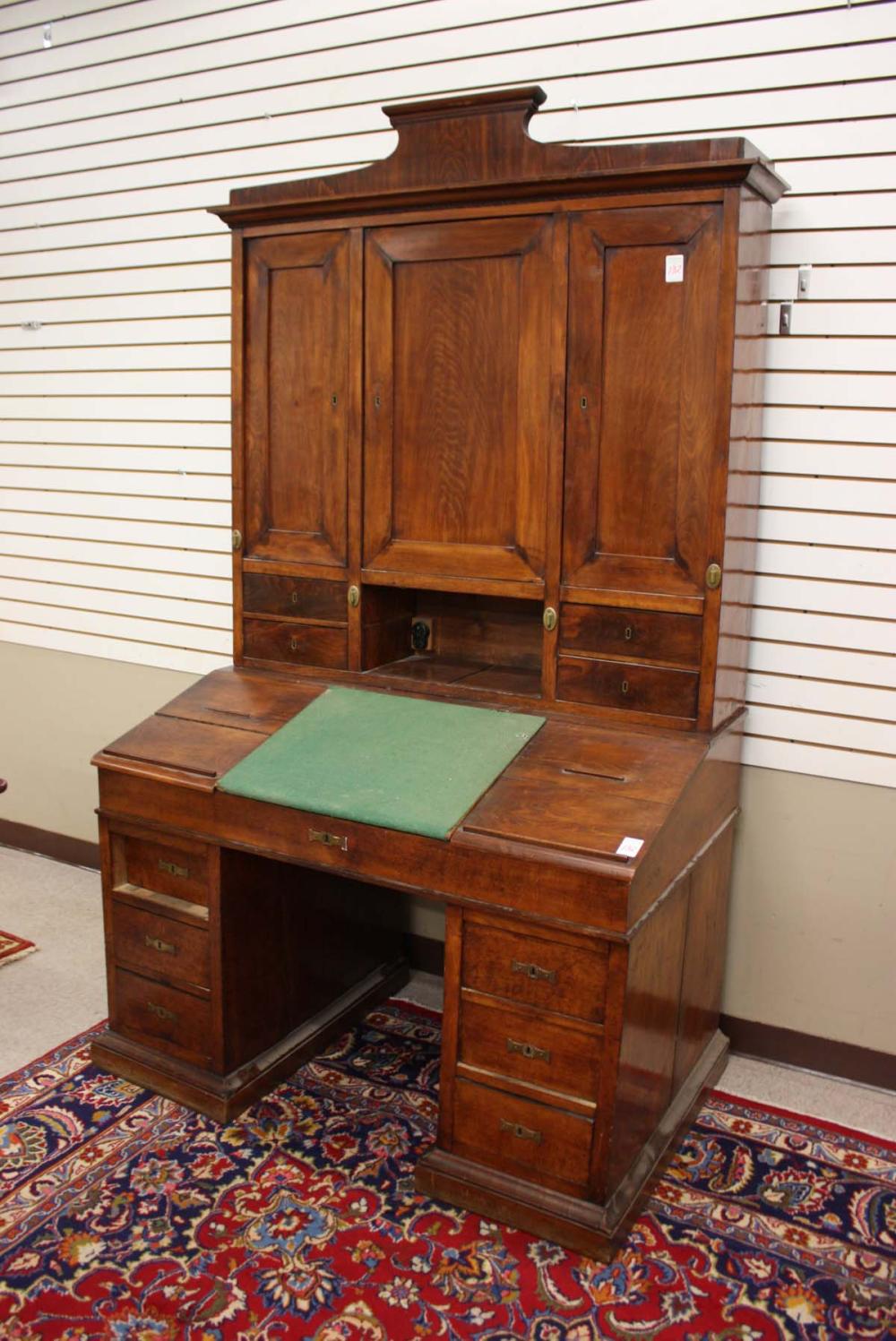 Appraisal: EARLY VICTORIAN MAHOGANY BANKER'S DESK American th century a double