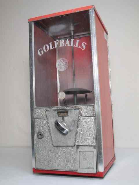 Appraisal: Vintage cent golf ball dispenser Glass front stenciled ''GolfBalls'' with