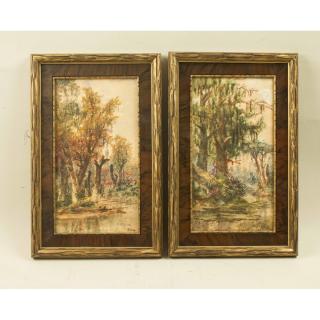 Appraisal: Two Myer Straus Two framed watercolor on paperboard depictions of