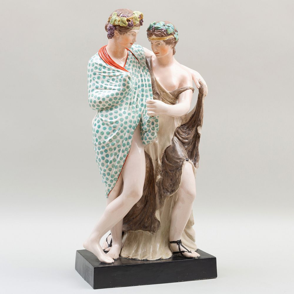 Appraisal: Large Staffordshire Pearlware Figure Group of Bacchus and Ariadne in