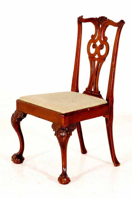 Appraisal: Irish Chippendale carved mahogany side chair late th century carved