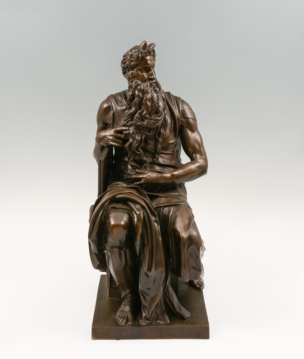 Appraisal: LARGE MOSES BRONZE AFTER MICHAELANGELO F Barbedienne Foundry inscribed ''