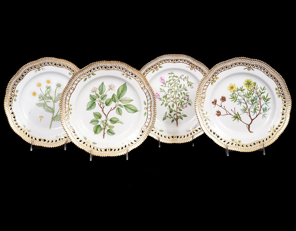 Appraisal: Flora Danica Pierced Dinner Plates Flora Danica pierced dinner plates