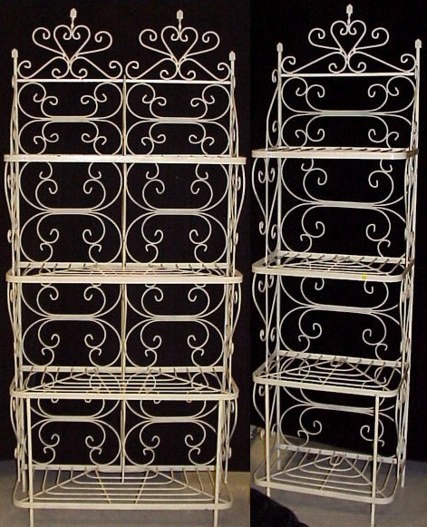 Appraisal: Two bakers racks matching single and double width of white