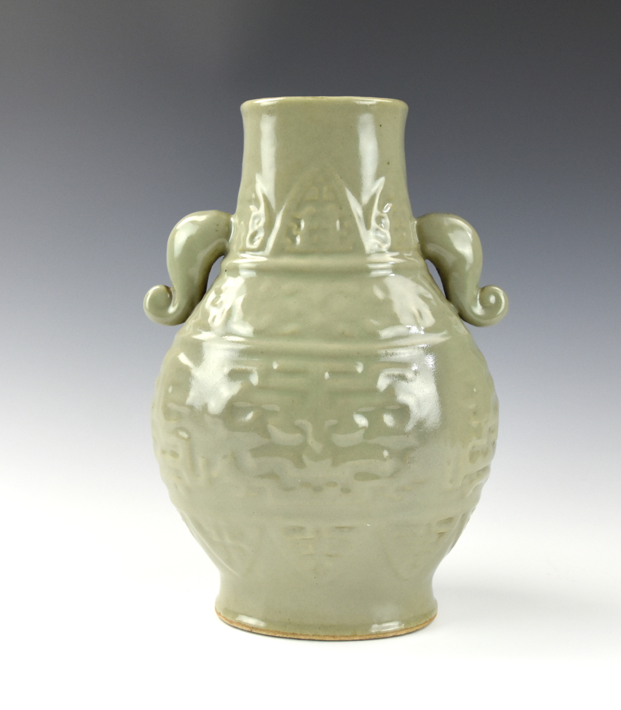 Appraisal: CHINESE CELADON GLAZE VASE WITH HANDLES - TH C A