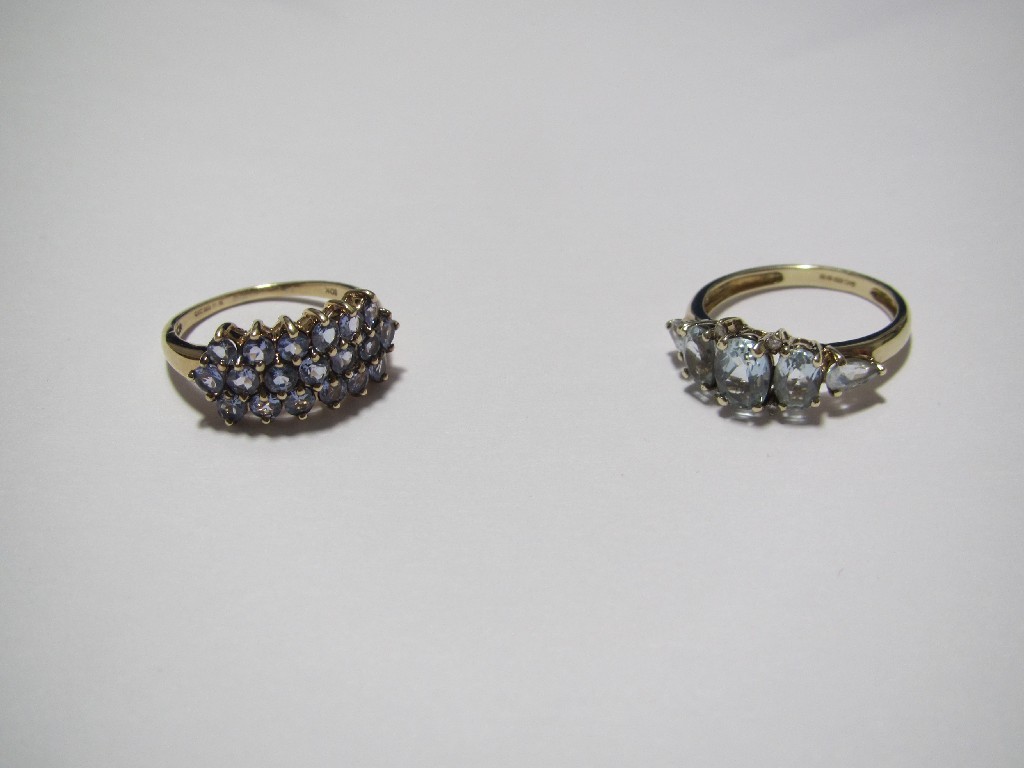 Appraisal: A triple row tanzanite dress ring and a five stone