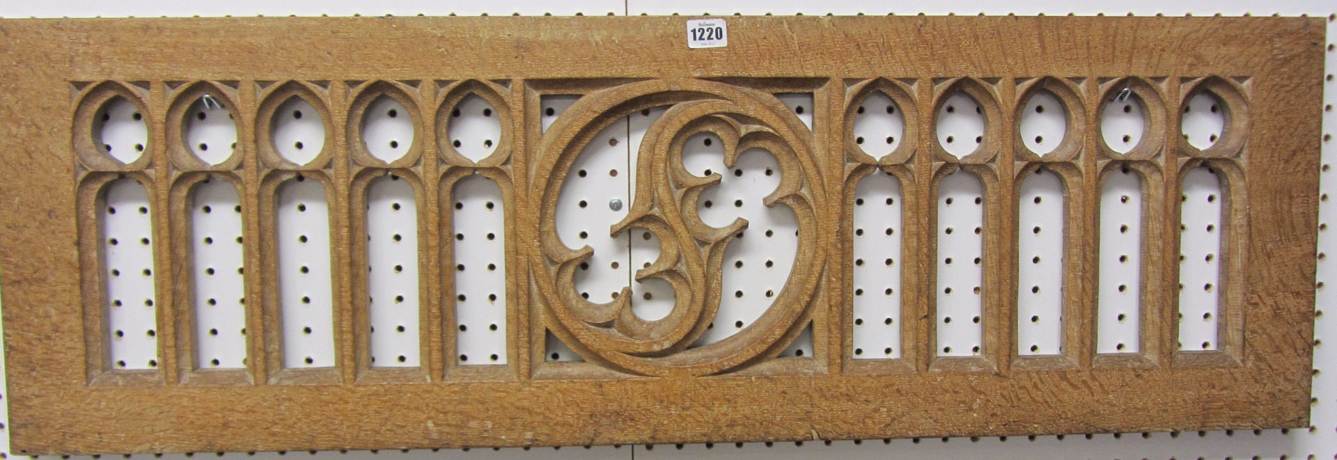 Appraisal: A Victorian carved oak Gothic Revival pierced panel of interlocking