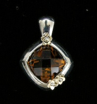 Appraisal: A Contemporary Sterling Silver Yellow Gold and Quartz Pendant A