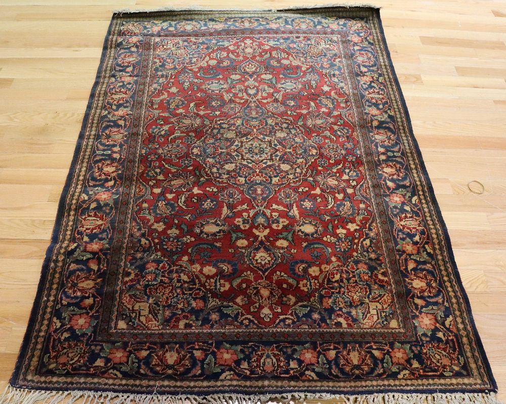 Appraisal: Antique And Finely Hand Woven Sarouk Style Carpet Nice pile