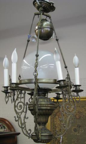 Appraisal: Victorian Style Hanging Light Fixture six branch with down-table light