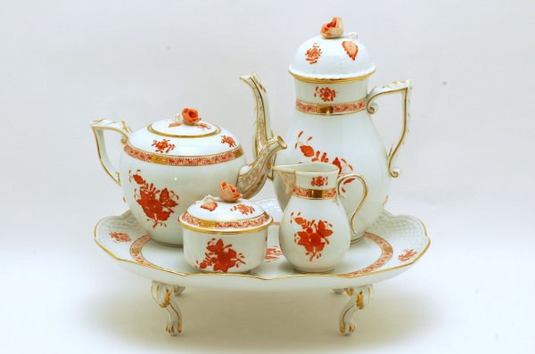 Appraisal: Herend five piece teaset comprised of teapot coffee pot creamer