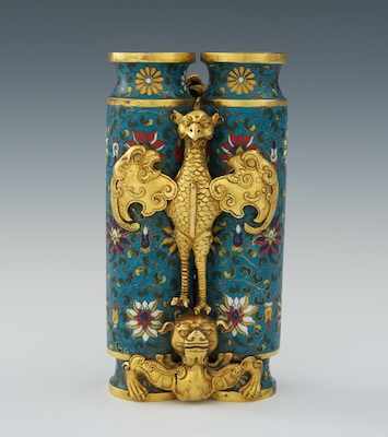 Appraisal: Chinese Cloisonne Nupital Champion Vase Heavy cloisonne vase in the