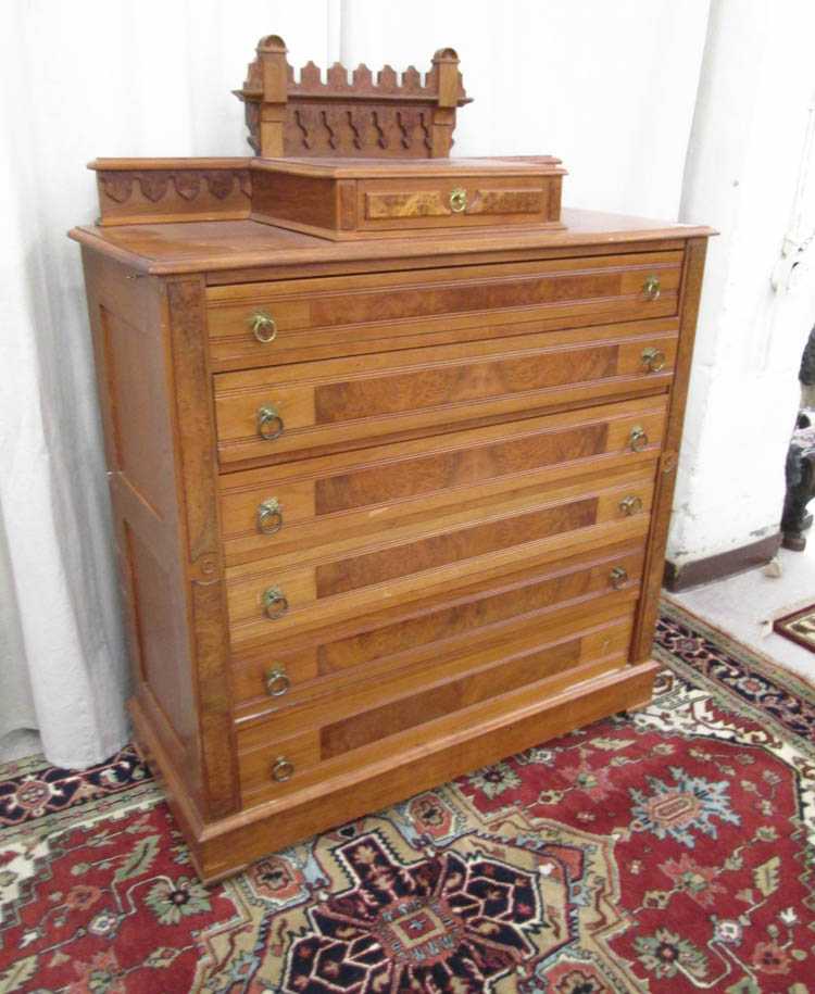 Appraisal: VICTORIAN WALNUT LOCK-BAR CHEST Renaissance Revival American last quarter of