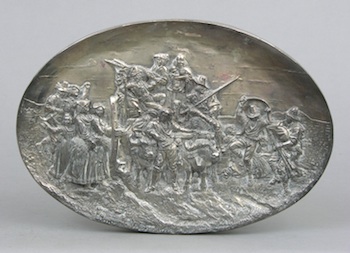 Appraisal: A Large Silver Repousse Oval Plaque Signed in the image