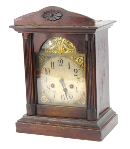 Appraisal: A late thC Continental mahogany cased mantel clock eight day