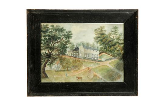 Appraisal: LANDSCAPE WITH FARM AMERICAN ND QUARTER- TH CENTURY Watercolor on