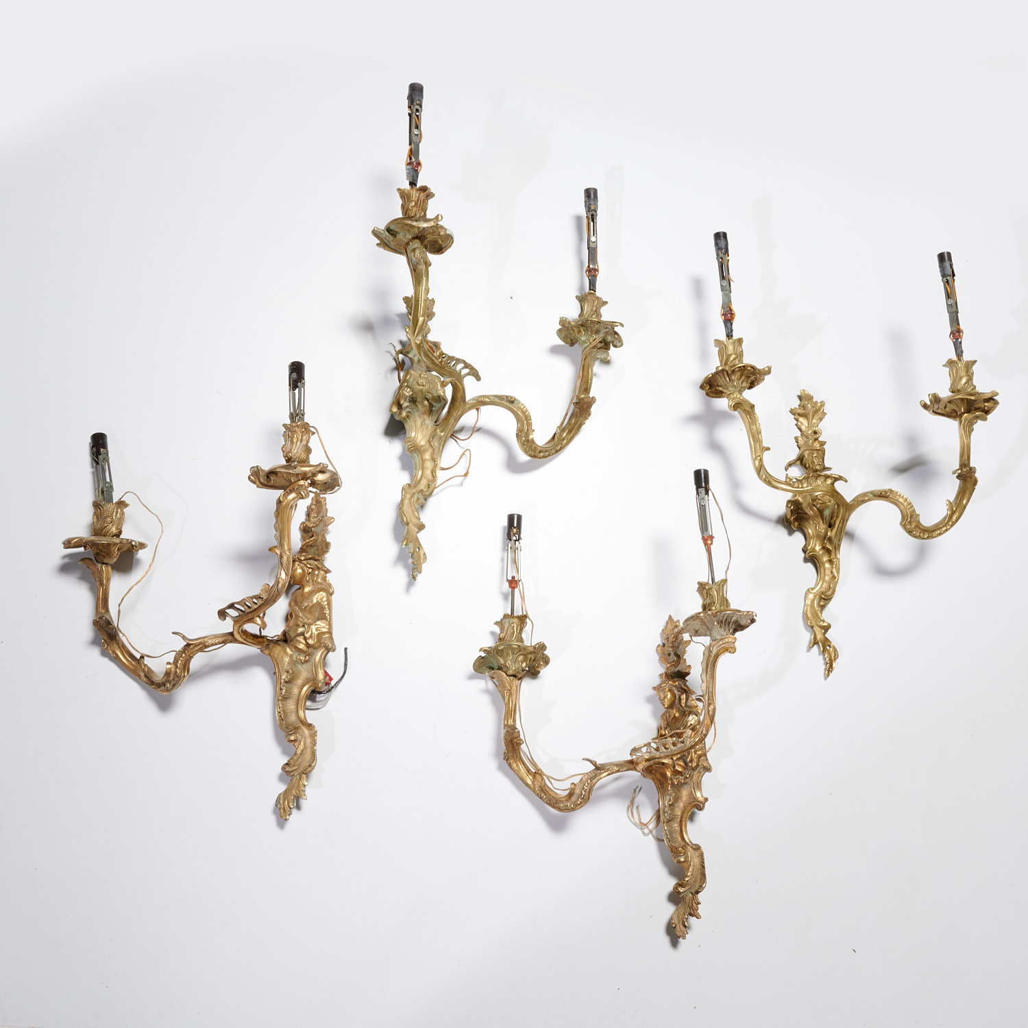 Appraisal: PAIR CONTINENTAL ROCOCO GILT BRONZE SCONCES th c each with