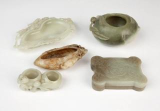 Appraisal: Group Chinese carved jade and hard stone articles Likely th