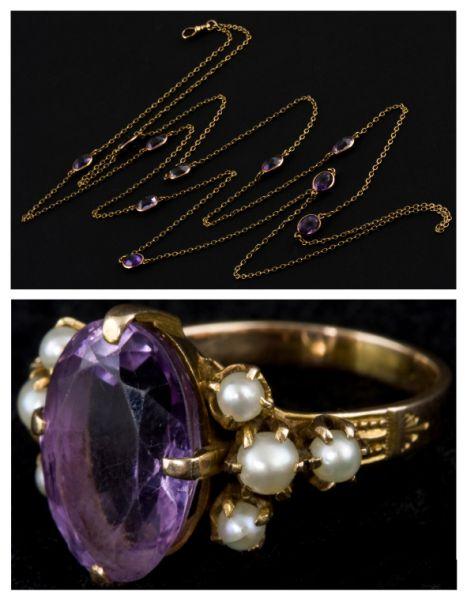 Appraisal: Two Pieces of Antique Amethyst Jewelry the first is a