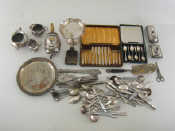 Appraisal: A quantity of silver plate including a whisky flask grape