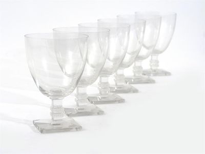 Appraisal: A set of six Lalique clear and frosted glass water