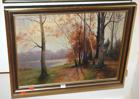 Appraisal: F SMITH AUTUMN LANDSCAPE OIL ON CANVAS