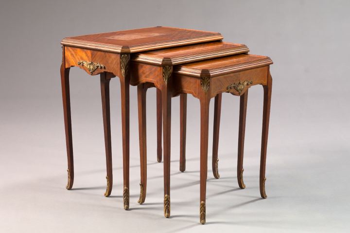 Appraisal: Suite of Three Louis XV-Style Nesting Tables early th century