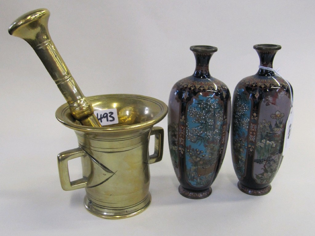 Appraisal: Lot comprising a pair of cloisonne vases def and a