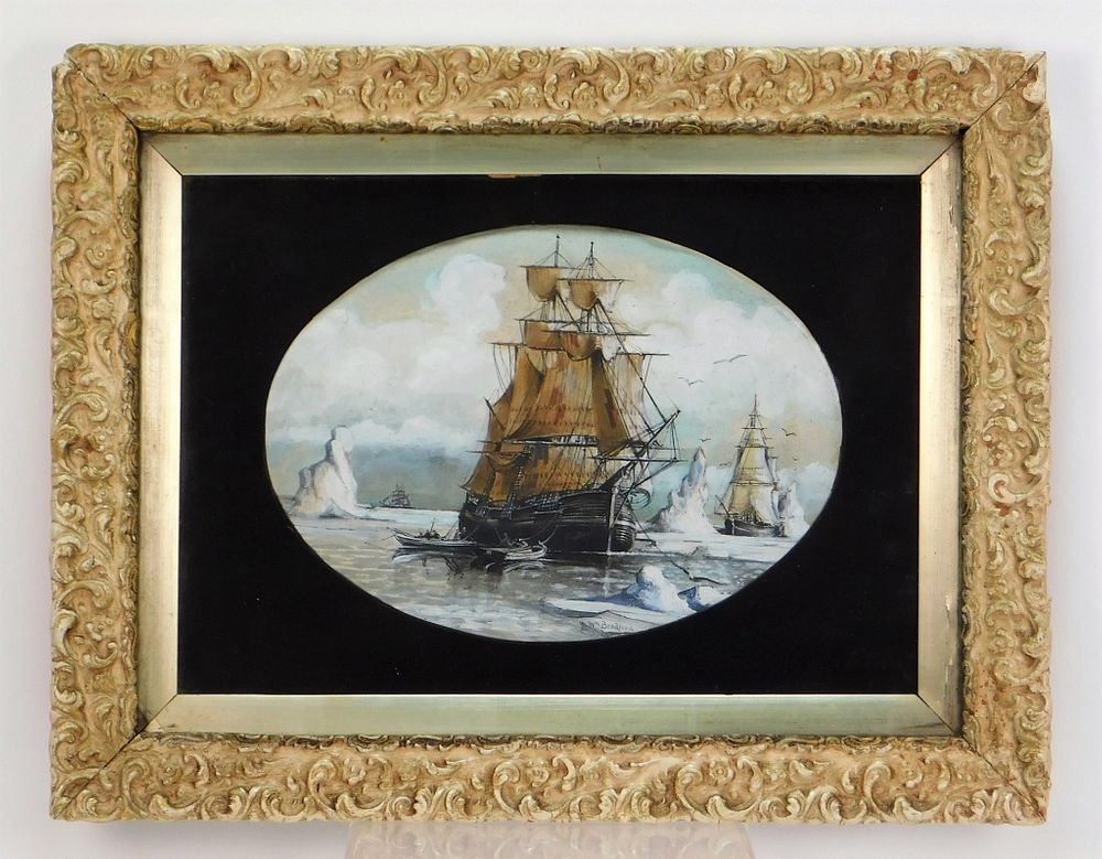 Appraisal: William Bradford Arctic Maritime Gouache Painting William Bradford Massachusetts California