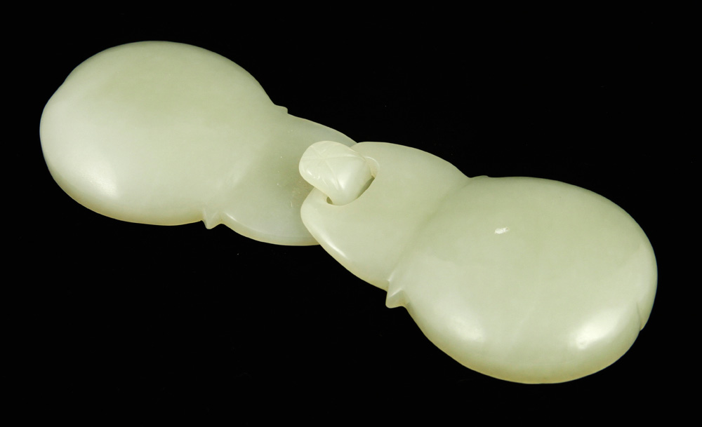 Appraisal: - Two Chinese Jade Brush Hooks Two jade brush hooks