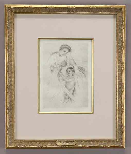 Appraisal: Mary Cassatt ''Looking into the Hand Mirror no '' drypoint