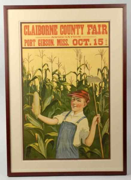 Appraisal: Framed Claiborne County Fair Advertising Poster Description Circa Poster for