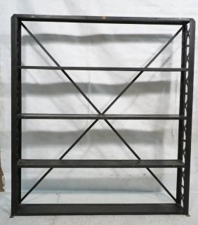 Appraisal: Tall Industrial Black Steel Iron Shelves Deco Tall Industrial Black