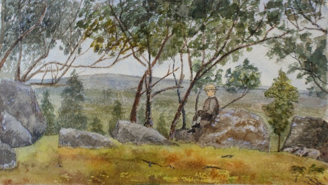 Appraisal: Emma Minnie Boyd - Boy Sitting on Rock in the