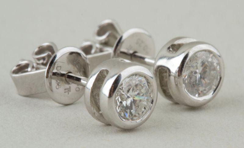 Appraisal: KT White Gold Diamond Stud Earrings with ct round diamond