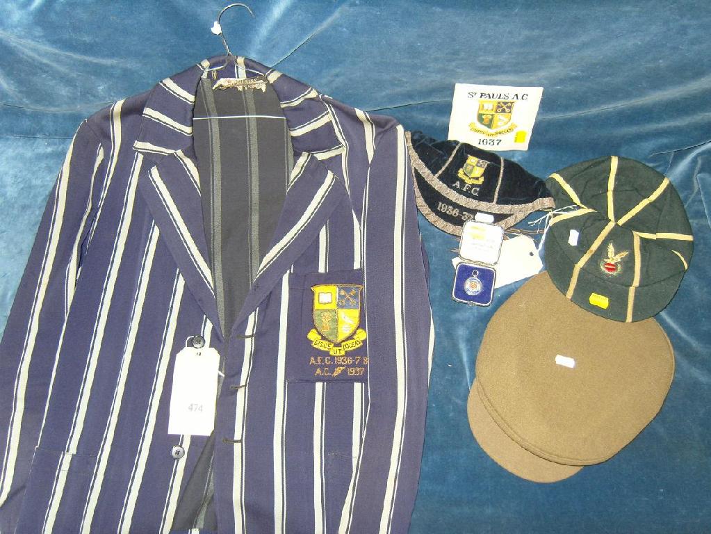 Appraisal: An Association Football Club blazer in blue and grey stripes