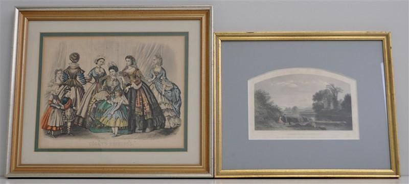 Appraisal: th c ENGRAVINGS EVENING ON THE CONNECTICUT Professionally Framed th