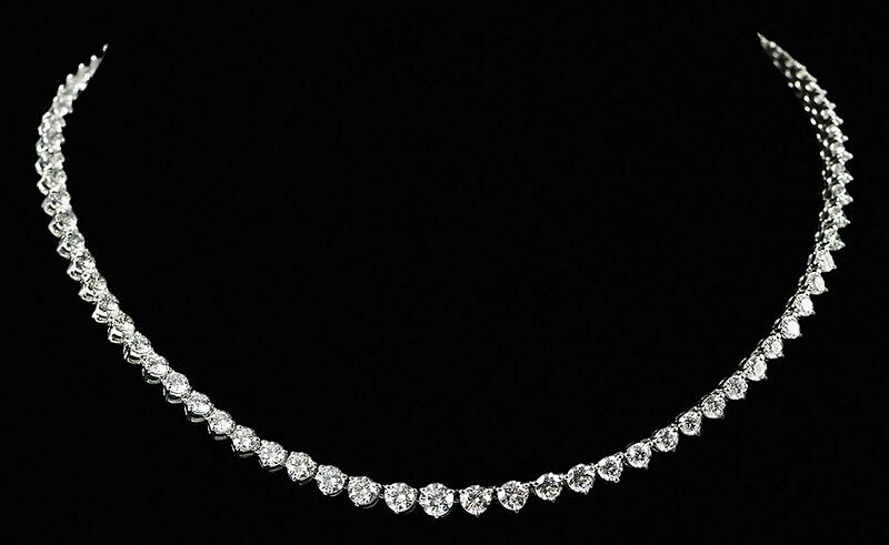 Appraisal: tcw Diamond Riviere Necklace approx round brilliant diamonds estimated total