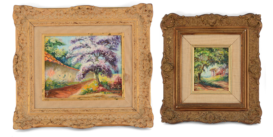 Appraisal: G PADRON PIECE VENEZUELAN PAINTING LOT TO INCLUDE Forest Trail