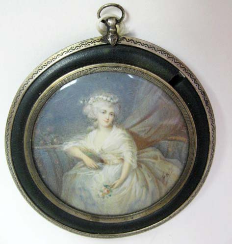 Appraisal: A Portrait Miniature of a Lady probably on ivory in