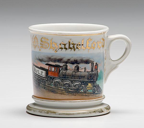 Appraisal: FINE B OF L E RAILROAD ENGINEER'S OCCUPATIONAL SHAVING MUG