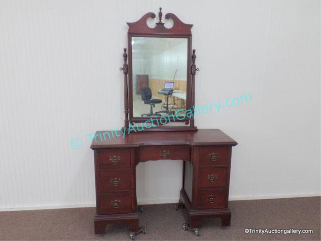 Appraisal: Antique Mahogany Vanity w Mirror With drawers to each side