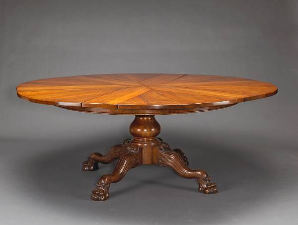 Appraisal: A William IV style walnut concentric extension dining table in