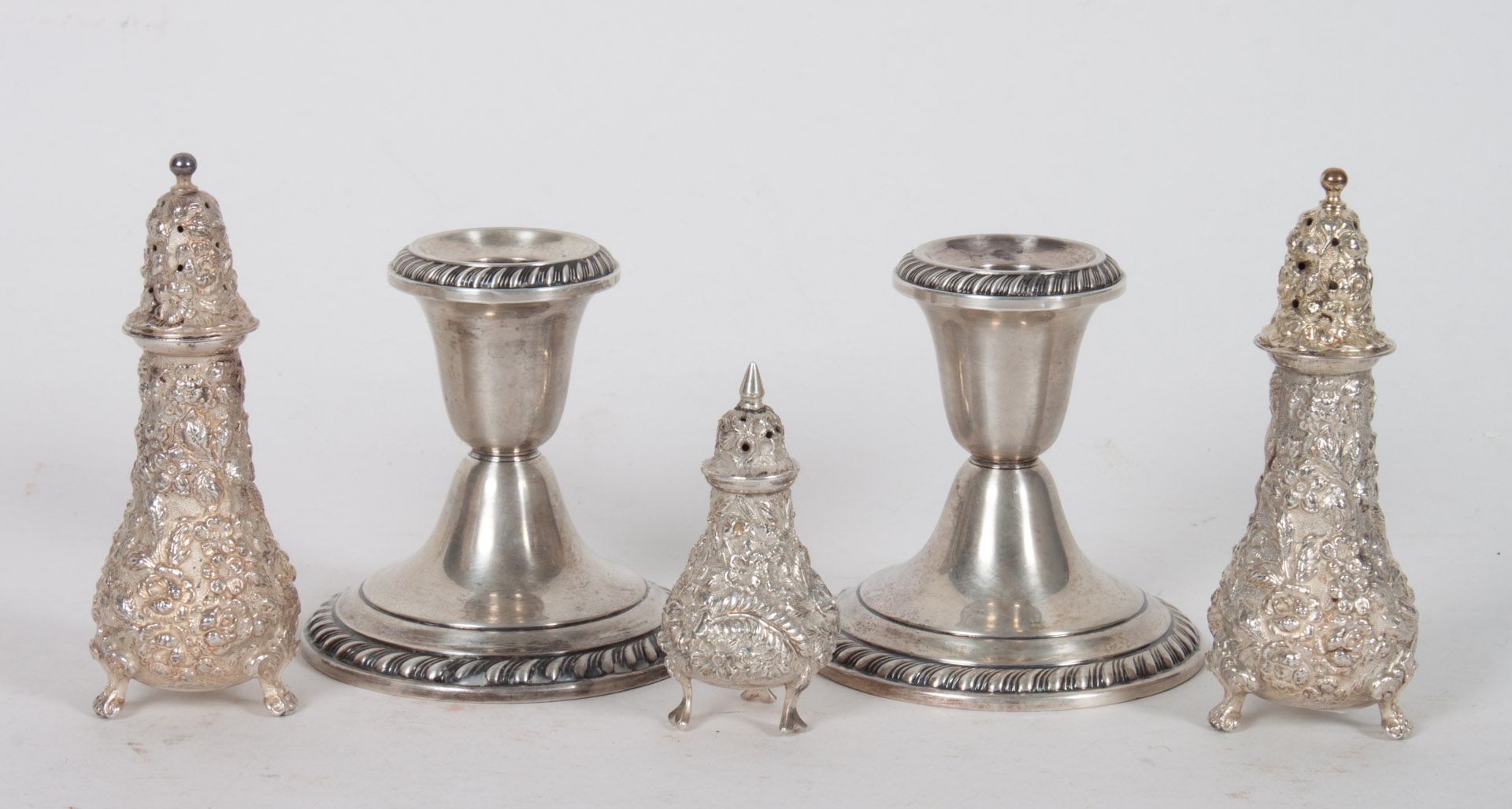 Appraisal: Pair of Stieff Rose sterling salt pepper shakers dated together