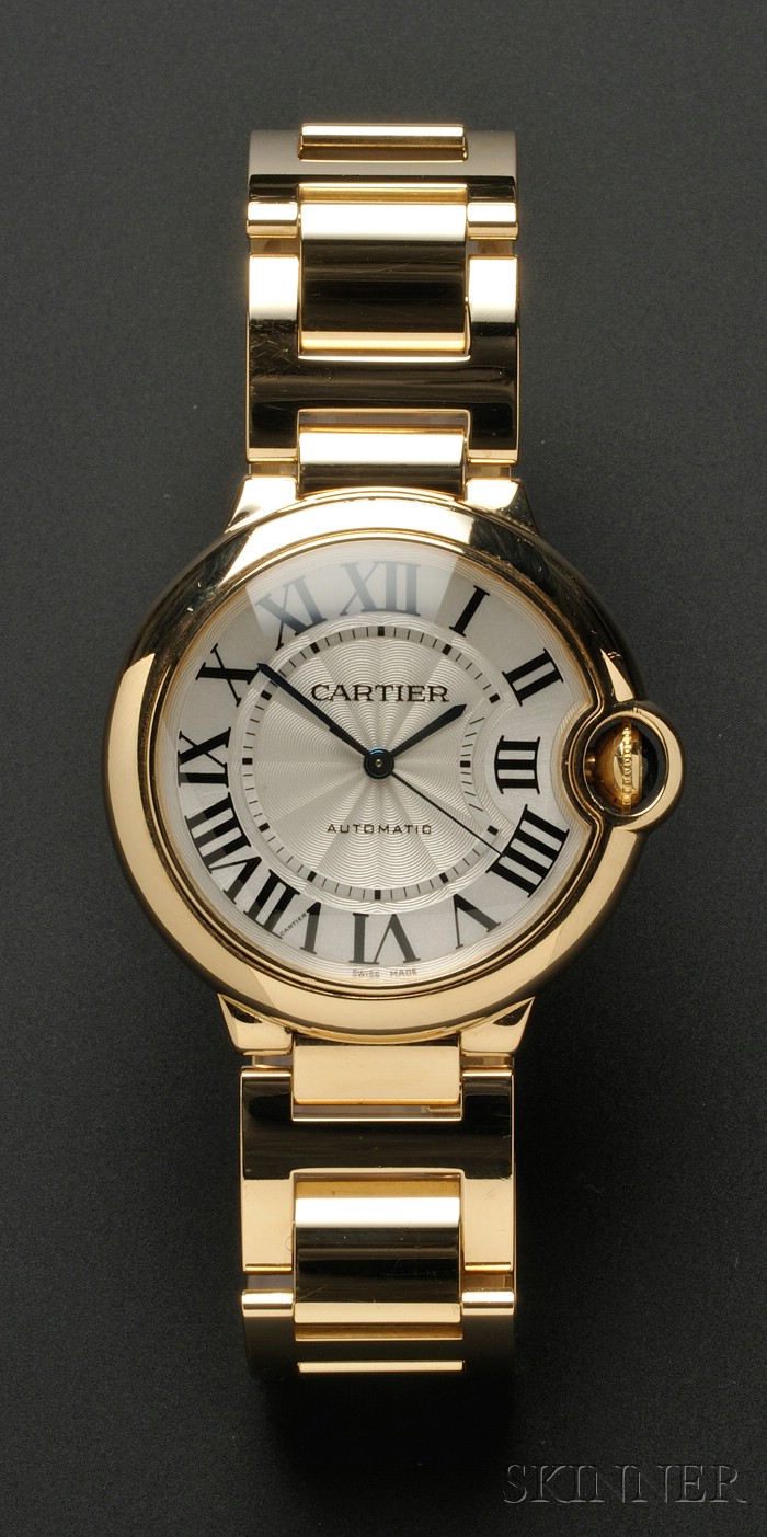 Appraisal: Gentleman's kt Gold Ballon Bleu Wristwatch Cartier the engine-turned dial