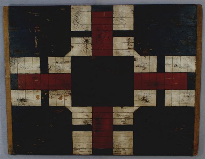 Appraisal: Painted parcheesi game board with breadboard ends x Estimate -