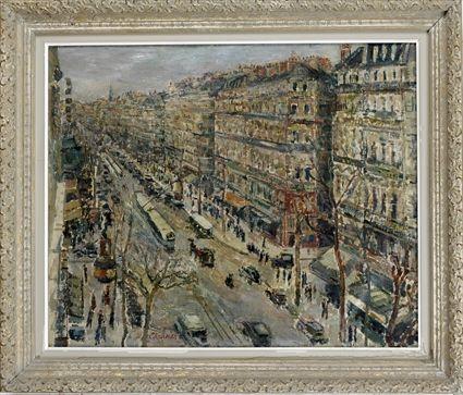 Appraisal: Boris Chatzman th C Boulevard Bonne Nouvelle Oil on canvas