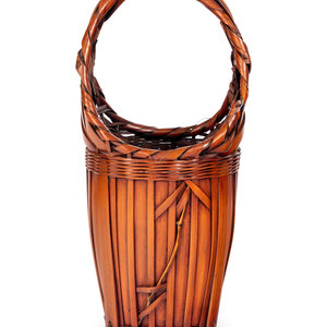 Appraisal: A Bamboo Flower Arranging Basket TH CENTURY the tapering rectangular