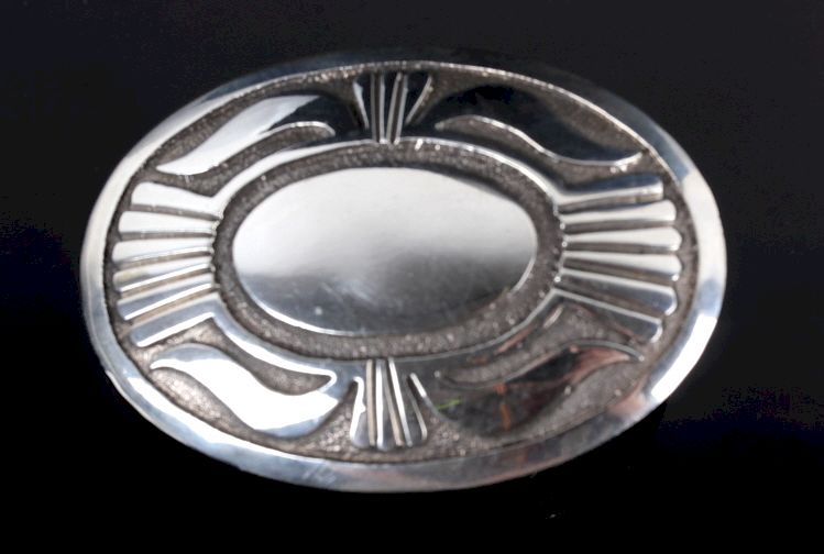 Appraisal: Navajo Sterling Silver Carved Belt Buckle Offered in this lot