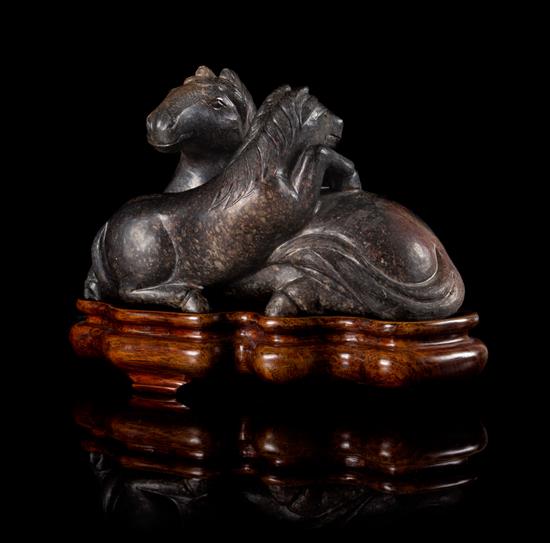 Appraisal: Sale Lot A Brown and Black Jade Figural Group of